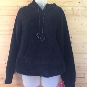 NWT xhilaration Black Sherpa hoodie S